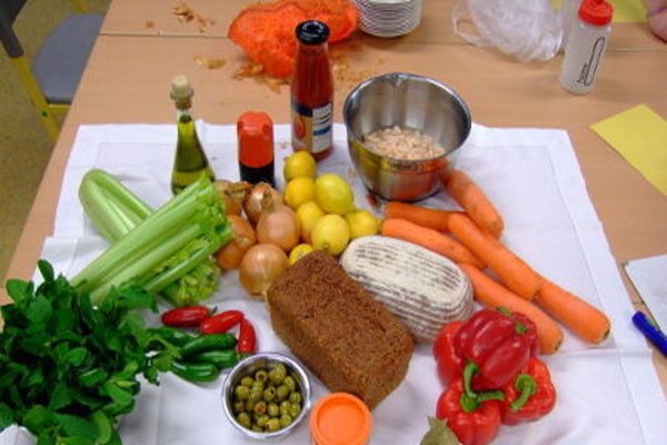 table full of fresh ingredients